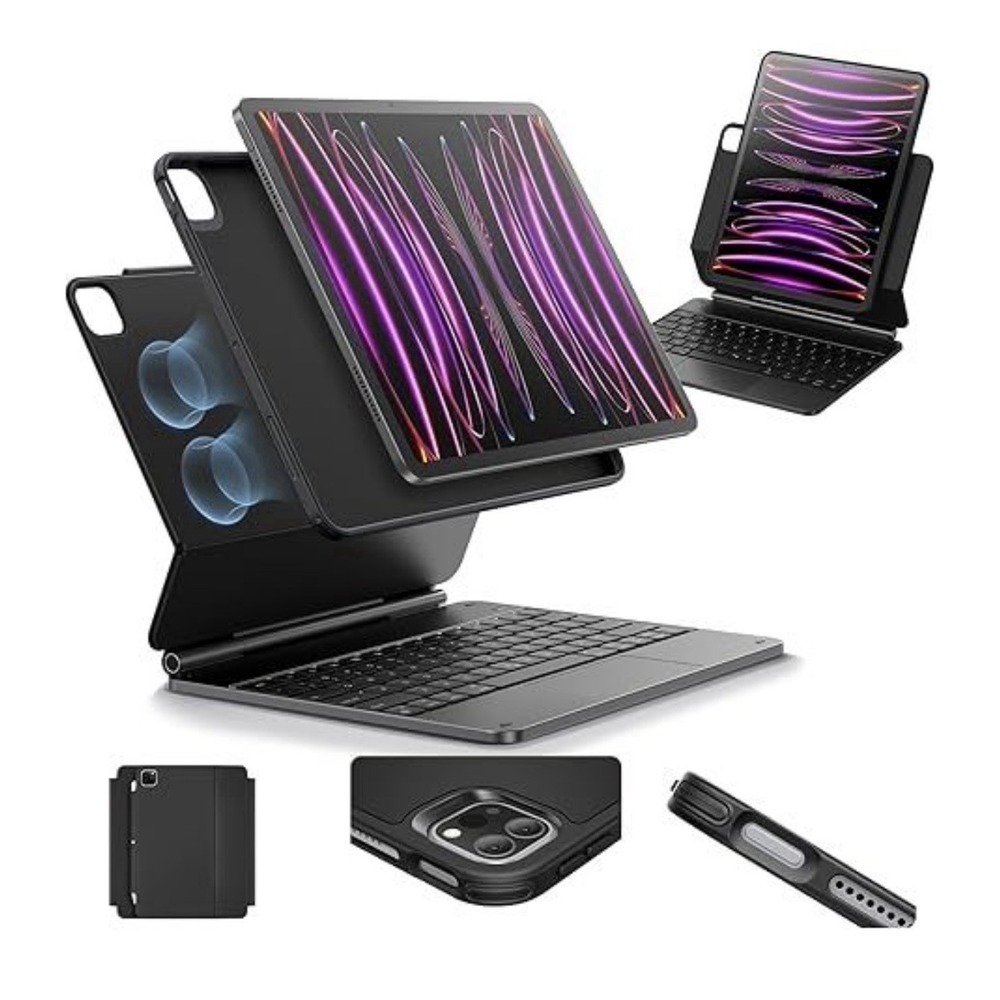 ESR Rebound Magnetic Keyboard Case 360 iPad Pro 12.9 6th 5th 4th 3rd Gen Black